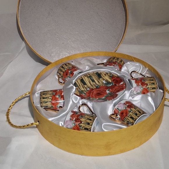 Antique GNA Fine Porcelain Espresso Set With Gold Trim In Original Box - Picture 10 of 10